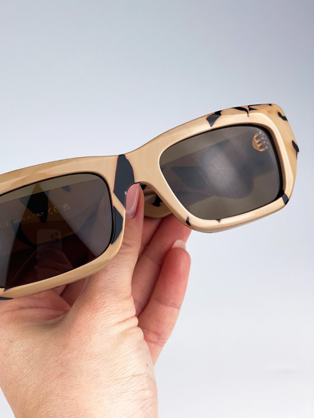 GUCCI GG1296S 003 BLACK HAVANA RECTANGLE BROWN SUNGLASSES